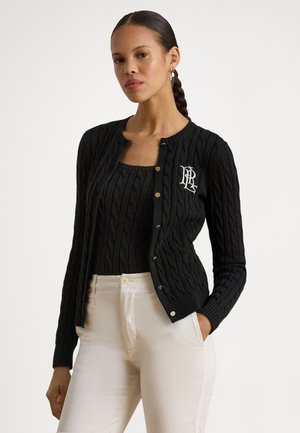 Lauren Ralph Lauren CABLE KNIT COTTON CARDIGAN - Cardigan - black