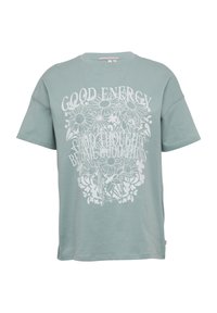 MIT FRONT UND ÜBERSCHNITTENER SCHULTER - T-shirt print - salbeigrün