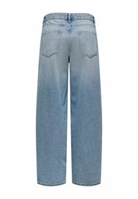 Gai ziliņi džinsi ar plašām kājām un augstu vidukli, ar divām aizmugurējām kabatām un klasisku piecu kabatu dizainu.