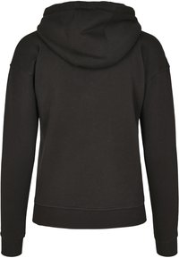 Sweat à capuche noir au toucher doux, doté d'une grande capuche, de manches longues et de poignets et d'un ourlet côtelés. Design simple sans logos visibles.