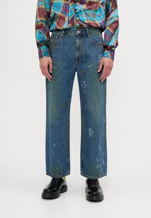 CROPPED WIDE LEG - Jean boyfriend - mid indigo painter