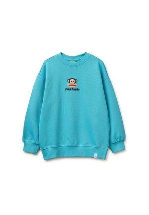 Felpa turchese a maniche lunghe con scollo rotondo, polsini e orlo a costine, con un piccolo logo della scimmia Paul Frank e il nome del marchio sul petto.