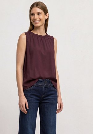 Street One, BLUSENTOP MIT GERAFFTEM RUNDHALS - Blouse - rustic rouge