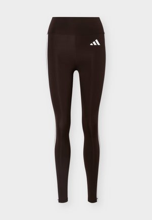 adidas Performance, OPTIME ESSENTIALS WORKOUT 3 STRIPES 7/8 - Leggingek - aurora coffee/white