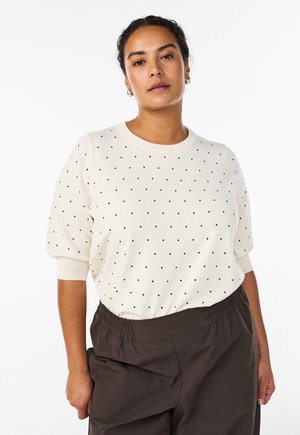 MIT PUNKTMUSTER UND KURZEN ÄRMELN - T-shirt con stampa - whisper white w. dot