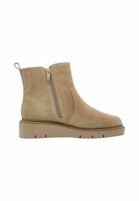 Tamaris Enkellaarsjes met sleehak - camel suede