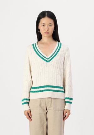 VISENA V NECK - Jersey de punto - birch/ultramarine green contrast