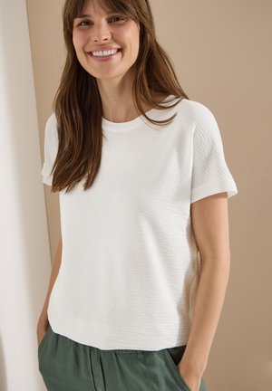 Cecil, T-SHIRT WITH ROUND NECK AND TEXTURE - T-shirt basic - vanilla white