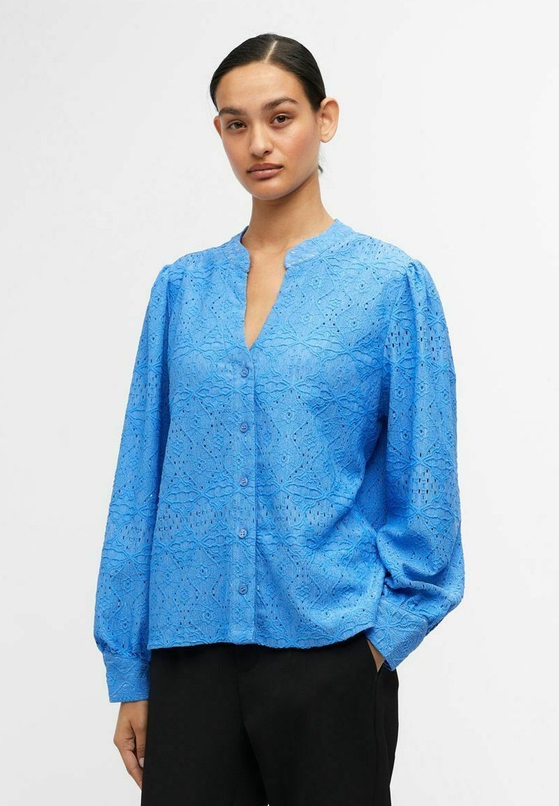 OBJECT Objfeodora Marika Camicia Donna Lunga - Colletto Alto, Scollo A V, Maniche Lunghe, Elegante E Versatile - 10