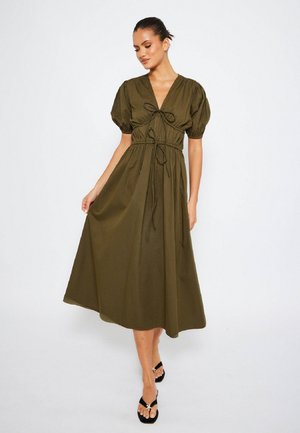TIE FRONT SHORT SLEEVE - Day dress - khaki