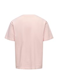 Plain light pink short-sleeve T-shirt shown from the back with a round neckline and no visible patterns or logos.