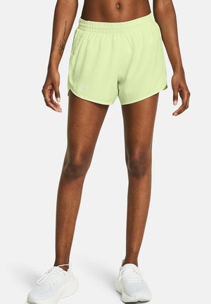 Light green athletic shorts with an elastic waistband and a loose fit. Features a subtle logo on the side and a smooth texture.