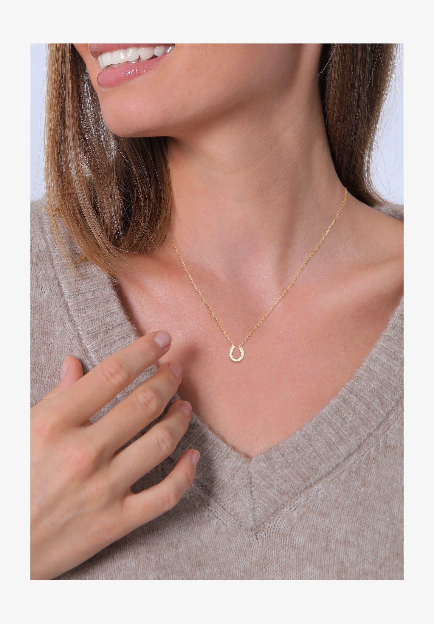 Elli Collana Donna In Argento Sterling 925 Placcato Oro - Ciondolo Palma Boho - Catena 45 Cm