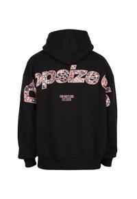 Black hoodie with large "Dopsized" text in pink and snake pattern across the back, and smaller text "FOR HUSTLERS EST. 2020" below.