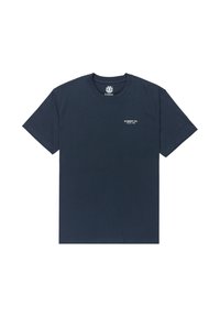 T-shirt à manches courtes bleu marine avec le texte blanc "ELEMENT CO. SINCE 1992" en petit sur la poitrine gauche et le logo à l'intérieur du col.