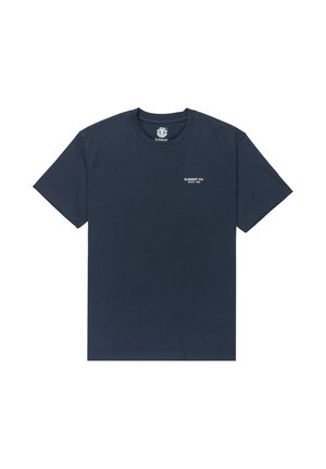 T-shirt à manches courtes bleu marine avec le texte blanc "ELEMENT CO. SINCE 1992" en petit sur la poitrine gauche et le logo à l'intérieur du col.
