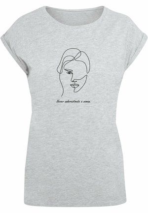 Merchcode, WD-FIGURE EXTENDED SHOULDER - Trükipildiga T-särk - heather grey
