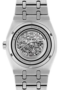 Automatisch horloge van roestvrij staal met een transparante achterzijde, ingewikkelde tandwielen en waterdicht tot 10 ATM.