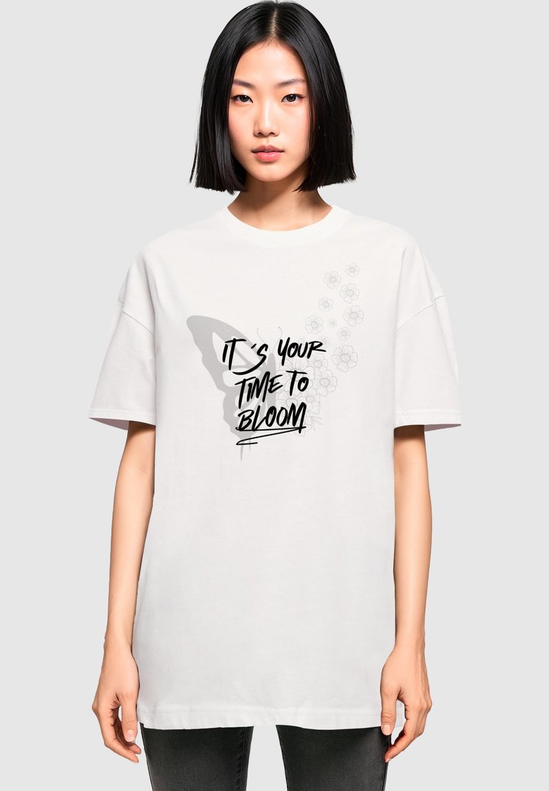 Merchcode IT´S YOUR TIME TO BLOOM - T-shirts print - white