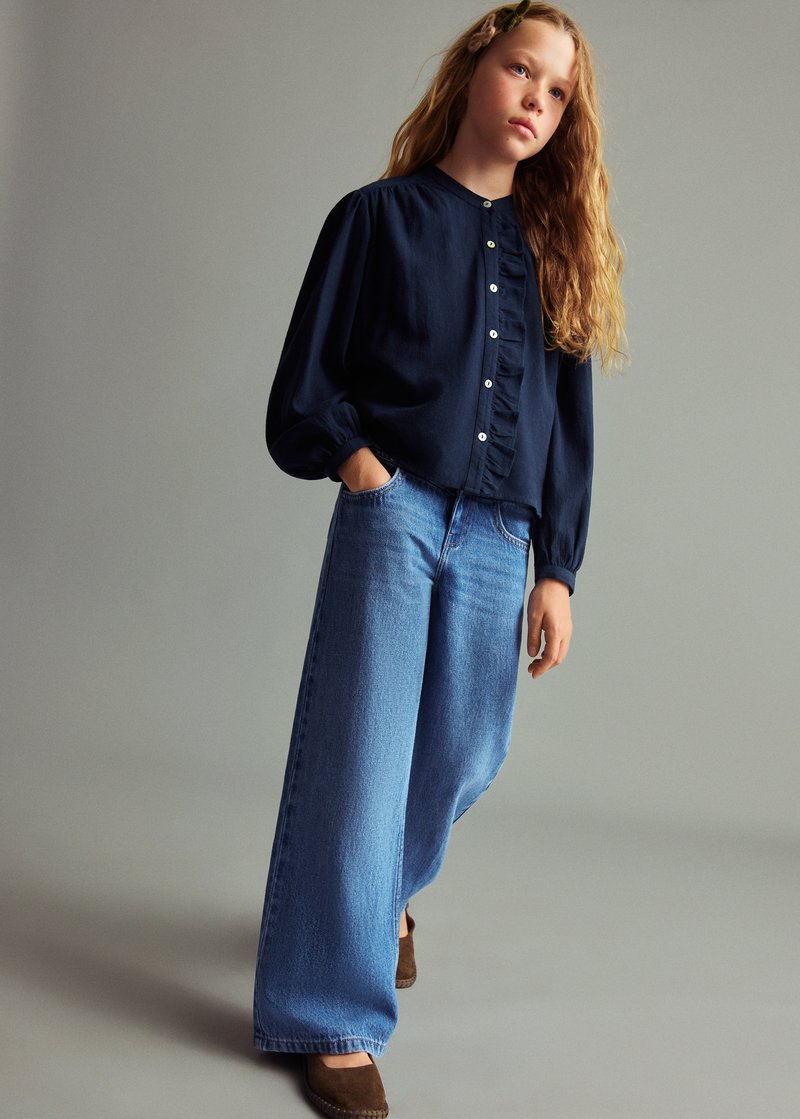 Mango Kids WIDE LEG WITH STUDS KID TEEN - Trapezaste traperice - dark blue
