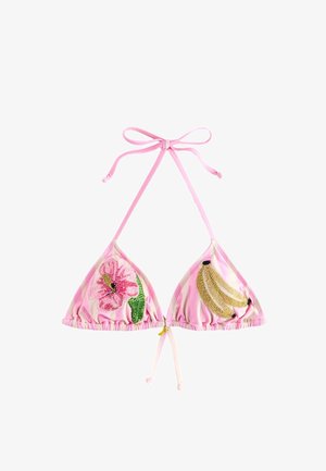 Next, REGULAR FIT - TRIANGLE EMBELLISHED BIKINI TOP . - Haut de bikini - pink cream stripe banana