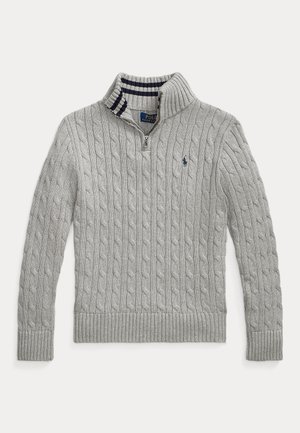CABLE KNIT COTTON QUARTER-ZIP JUMPER - Strikkegenser - andover heather