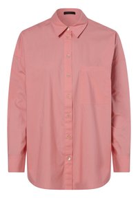 Camicia button-up rosa chiaro a maniche lunghe in tessuto di cotone. Presenta un colletto alla francese, taschino frontale e un orlo dritto con una vestibilità comoda.