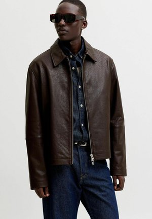 Jack & Jones Leren jas - chocolate brown