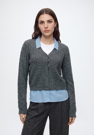 JDY, JDYADA MIX CARDIGAN - Жилетка - medium grey melange/blue