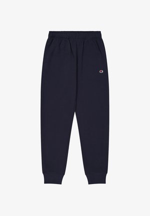 Marineblaue Jogginghosen aus weichem Baumwollmischgewebe, mit einem elastischen Bund, schmal zulaufenden Beinen und einem kleinen Logo auf dem linken Oberschenkel.
