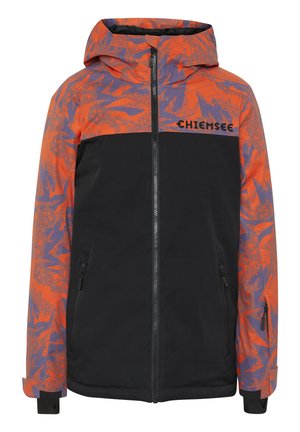 MIT UNIFARBENEN UND GEMUSTERTEN PARTIEN - Ski jacket - black orange