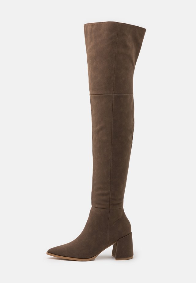 LOW BLOCK HEEL BOOTS - Over-the-knee boots - mink