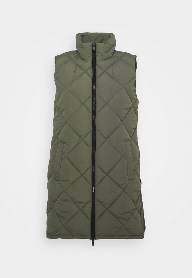 NMFALCON LONG VEST - Waistcoat - dusty olive/black
