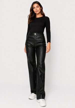 GIRL VIVI, GIRL VIVI HOSE HIGH WAIST KUNSTLEDER - Trousers - schwarz