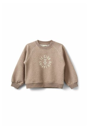 Sweat-shirt beige à manches longues pour enfants, avec poignets et ourlet côtelés, avec un motif central de lapin et un texte circulaire "LE CLUB DES LAPINS."