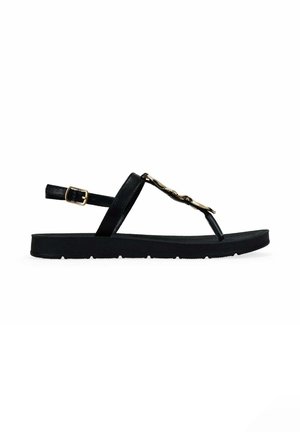 Bosanova, SANDALIAS DE DEDO NEGRAS PLANAS CON APLIQUE METÁLICO - Sandalias de dedo - black