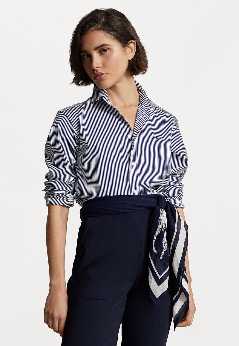 Polo Ralph Lauren - CLASSIC FIT STRIPED COTTON SHIRT - Bluza z gumbi - white/fall royal, Povečajte