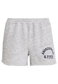 Grå shorts i bomullsblandning med en mjuk textur, med en marinblå logotyp broderad på vänster lår och ett elastiskt midjeband.