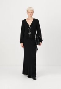 Pieces PCANNA GLITTER BOW V-NECK CARDIGAN - Kardiganas - black