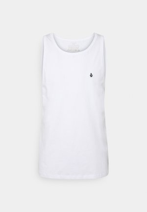 Hvid bomulds tanktop med rund halsudskæring og et lille sort logo på venstre bryst. Enkelt, ærmeløs design med en afslappet pasform.