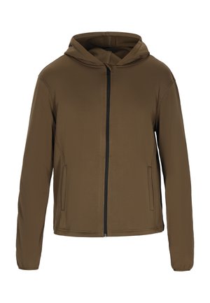 Bluză de molton cu fermoar - khaki/schwarz