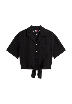 Tommy Jeans, TJW TEXTURED TIE FRONT SS SHIRT - Skjortebluser - black