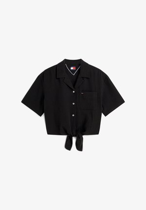 Tommy Jeans, TJW TEXTURED TIE FRONT SS SHIRT - Skjortebluser - black