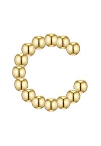 Bracciale in tono oro dal design circolare, realizzato con perle lisce e arrotondate, che mette in mostra una finitura lucida e un'estetica minimalista.