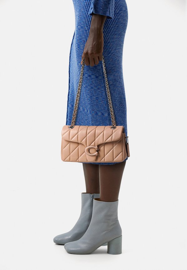 QUILTED COVERED TABBY SHOULDER BAG - Cross body bag - buff