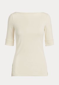 STRETCH COTTON BOATNECK TEE - T-Shirt basic - mascarpone cream