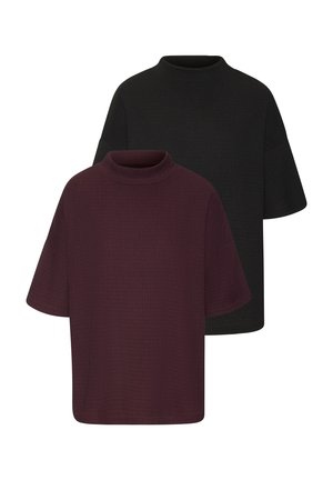 2 PACK - Basic T-shirt - aubergine schwarz