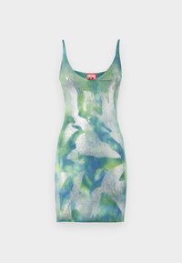 Kootud kleit gradient siniste ja roheliste toonide vahel, metallilise sära ja sügava v-kaelusega, kitsas istuvus. Diesel'i silt kaelusel.