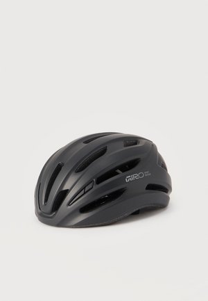 Juodas aerodinaminis dviračių šalmas su keliais ventiliacijos plyšiais ir "Giro Sport Design" logotipu šone.