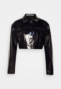 EXCLUSIVE SHINY SUPER CROP TRUCKER - Poletna jakna - black